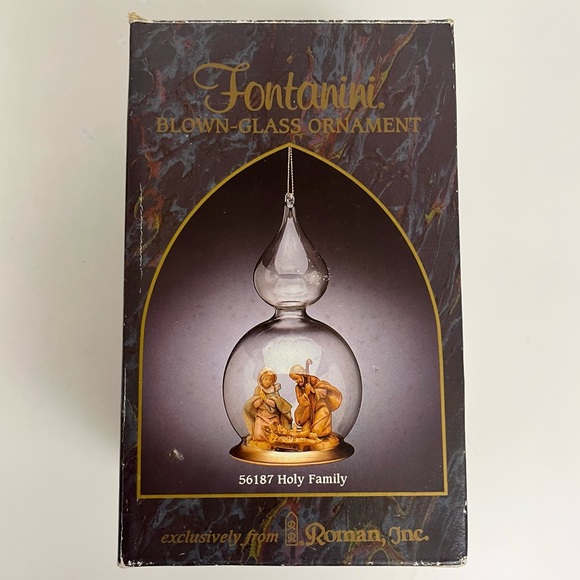 Fontanini Blown Glass Ornament Holy Family 56187 Nativity 1995 7" Tree Design - Picture 2 of 16
